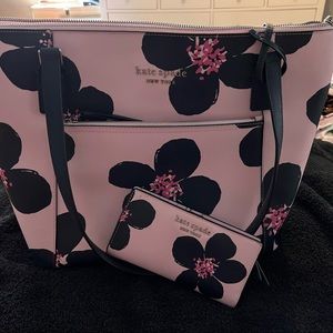 Kate Spade Serendipity pink Cameron grand floral pocket tote